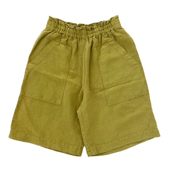 High Waist Olive Green Women's Shorts - Picture 1 of 5